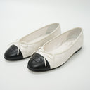 WHITE LEATHER BALLERINA FLATS