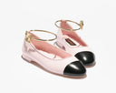 PINK BLACK BALLERINA FLATS