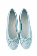 BLUE TEXTURED BALLERINA FLATS