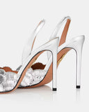 AQUA STRAP HEELS SILVER