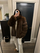 STRAIGHT ROWS LONG COAT CHOCO