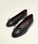 BLACK LEATHER BALLERINA FLATS
