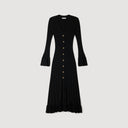 SANDRA LONG KNITTED DRESS WITH RUFFLE BLACK