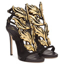 BLACK GOLD ANGEL HEELS
