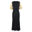 SANDRA TWO TONE TRICOT DRESS BLACK