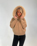FUR ZIP JACKET BROWN