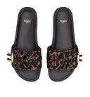 BROWN SILK SANDALS