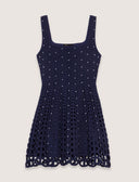 MAJE RHINESTONE MINI NAVY DRESS
