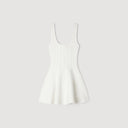 SANDRA BEADED KNIT SHORT DRESS WHITE