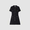 SANDRA JERSEY DRESS WITH BUTTONS BLACK