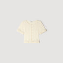 SANDRA RUFFLED KNIT CARDIGAN WHITE