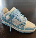 white blue sneakers
